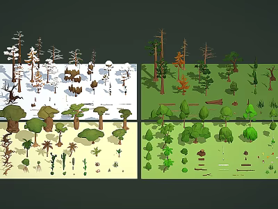 Diverse Plant Collection Featuring Trees Bushes Grasses and Shrubs in Different Environments 3d model