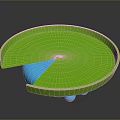 Green Frog Shaped Plate With Missing Slice And Blue Sphere Inside 3d model