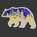 White Bear Shaped Decorative Furniture With Blue Background Forest Elements Trees And Deer 3d model