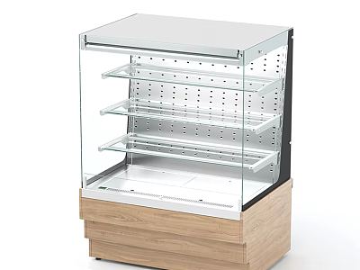 Commercial Display Refrigerator with Glass Door Multiple Shelves and Wooden Base for Food 3d model