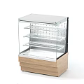 Commercial Display Refrigerator with Glass Door Multiple Shelves and Wooden Base for Food