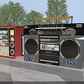Container Buildings Transformed into Modern Retail Kiosks with Glass Windows Brand Logos and Outdoor Trees