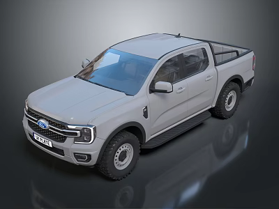 Ford Ranger Silver Pickup Truck With Modern Exterior And Spacious Cargo Bed 3d model