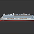 Luxury Cruise Ship With Multiple Decks Blue White Design And Yellow Funnel
