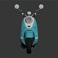 Light Blue Vintage Scooter With Pink Seat And Shiny Reflective Surface