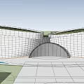 Modern Circular Building Design With Green Roof and Front Plaza Area
