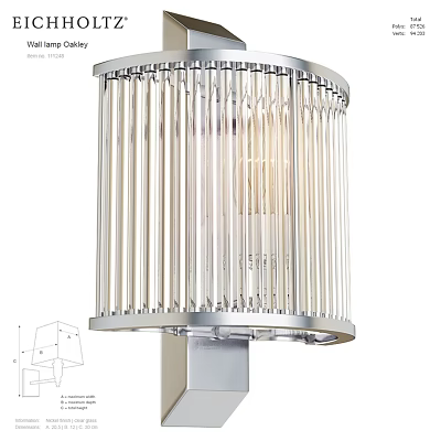 Modern Elegant Wall Lamp With Transparent Vertical Strips And Silver Frame 3d model