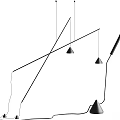 Modern Geometric Chandelier with Multiple Triangular Pendants and Slim Hanging Rods 3d model