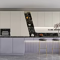 Modern Kitchen Interior Design With White Cabinets Black Countertop Island Bar Stools And Appliances