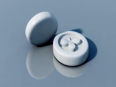 White Round Hinged Door Knob With Smooth Surface And Modern Design 3d model