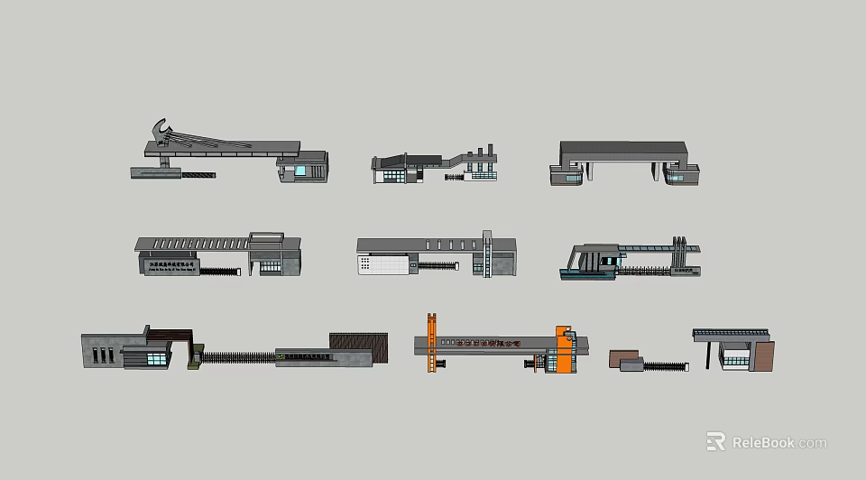 Modern Entrance Gate Designs Featuring Architectural Structures And Various Styles 3d model