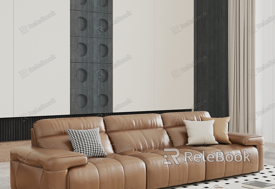 Modern Leather Sofa Three-Seat Sofa model