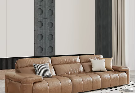Modern Leather Sofa Three-Seat Sofa 3d model