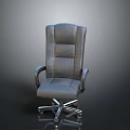 Modern Leather Office Chair With High Back Armrests And Swivel Wheels