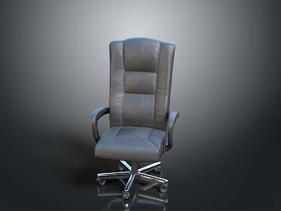 Modern Leather Office Chair With High Back Armrests And Swivel Wheels 3d model