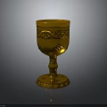 Elegant Golden Cup With Intricate Decorative Patterns And Sturdy Base Design 3d model