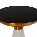 Modern Round Side Table With Golden Accent Transparent Glass Base And Stylish Conical Structure