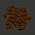 Heap Of Irregularly Shaped Brown Textured Food Chunks On White Surface