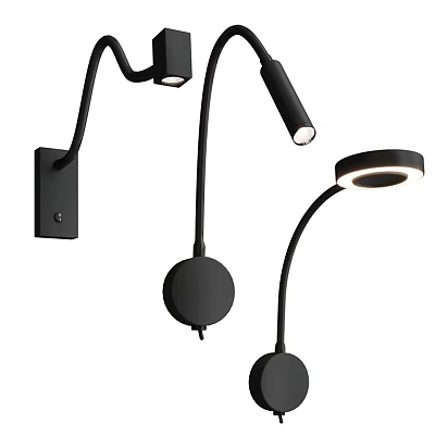 Modern Black Wall Lights With Adjustable Arms And Curved Designs For Interior Decoration 3d model