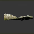 Detailed 3D Mountain Landscape Featuring Green Vegetation White Rocks And Natural Terrain