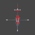 Red Rescue Helicopter Featuring White Cross Symbol On Black Rotors And Red Fuselage