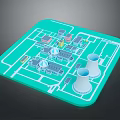 Green Industrial Facility Layout Model With White Cooling Towers And Buildings
