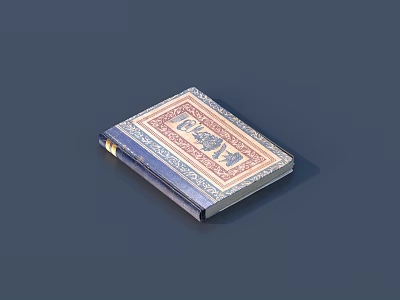 Traditional Decorative Box With Intricate Patterns And Colorful Borders On Blue Background 3d model
