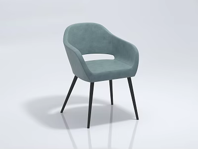 Light Blue Modern Accent Chair With Black Metal Legs And Velvet Upholstery 3d model