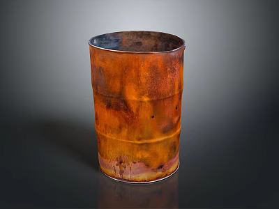 Vintage Rusted Metal Barrel With Orange Brown Patina And Smooth Surface 3d model