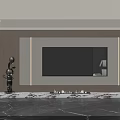 Modern TV Wall Design With Wooden Slats Marble Base And Built In Shelves