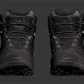 High Top Dark Colored Outdoor Boots With Lace Up Design And Thick Sole