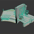 3D Folded Paper Model Interior With Workbench Tools And Equipment