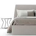 Modern Double Bed Interior With Gray Tones Pillows Bedding And Side Table 3d model