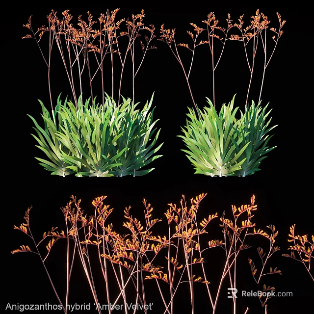 Decorative Plant Ornament Set With Green Leafy Plants And Orange Dried Branches 3d model 