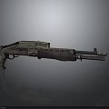 Vintage Tactical Shotgun With Industrial Metal Finish And Retro Wooden Stock Design