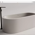 Sleek Modern Freestanding Bathtub With Light Beige Finish And Black Faucet