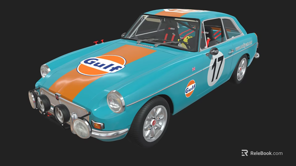 Vintage Gulf Racing Car With Blue Orange Livery Number 17 Coupé Design 3d model 