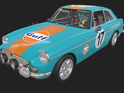 Vintage Gulf Racing Car With Blue Orange Livery Number 17 Coupé Design 3d model