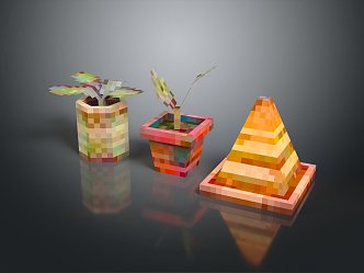 potted plant low model potted plant pixel potted plant voxel potted plant 3d model