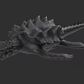 Prehistoric Aquatic Animal With Spiked Back Long Tail Flipper Limbs And Open Mouth