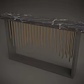 Modern Dining Table With Black Marble Top And Golden Slender Rod Legs