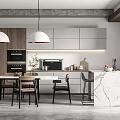 Modern Dining Table and Chair Combination 3d model