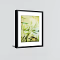 Bamboo Plant Paintings in Black Frames with Light Green Background and Leaf Details