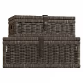 Brown Woven Rattan Storage Boxes Stackable Design With Metal Clasp For Home Organization 3d model