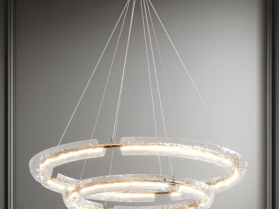 Contemporary Double Ring Clear Glass Chandelier With LED Lighting Ceiling Hanging Fixture 3d model