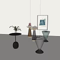 Modern Side Table Corner Table Small Coffee Table Ornaments Books 3d model