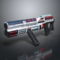 Futuristic Sci Fi Weapon with Silver Black Red Mechanical Components and Advanced Tech Inspired Design 3d model