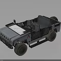Gray Open Top Military Vehicle With Seats Off Road Wheels And Cage Structure