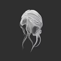 Model With Stylish White Flowing Long Hair On Black Minimalist Background