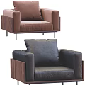 Modern Single Sofa Design With Wooden Armrests Metal Legs And Plush Cushions